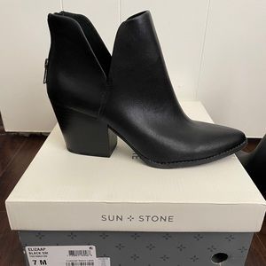 Sun & Stone Black Leather Style Booties